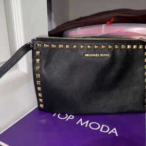 Michael Kors Selma Studded Large Zip Clutch